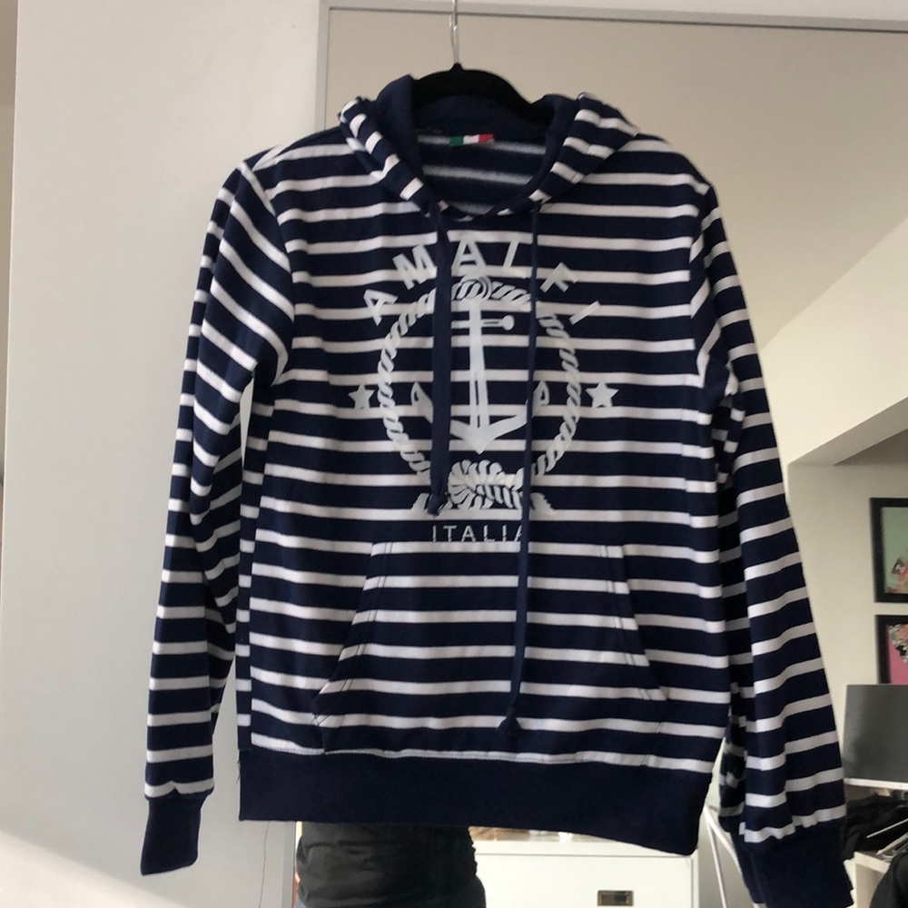 Navy striped hoodie from Amalfi Italy